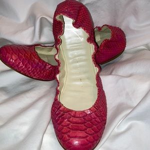 Guiseppe  Zanotti pink python skin ballet flats.  EUC